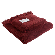  Полотенце для рук декоративное с бахромой бордового цвета Essential, 50х90 см, фото 1 