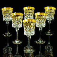  Набор бокалов для вина/воды Migliore DeLuxe Imperia, хрусталь, декор золото 24К - 6шт - арт.25533, фото 1 