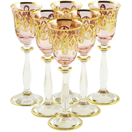  Набор рюмок Migliore DeLuxe Venezia, хрусталь розовый, декор золото 24К - 6шт - арт.25548, фото 1 