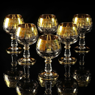  Набор бокалов для коньяка Migliore DeLuxe Cremona, хрусталь, декор золото 24К - 6шт - арт.25561, фото 1 
