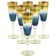  Набор бокалов для шампанского Migliore DeLuxe Adriatica, хрусталь, декор золото 24К, платина - 6шт - арт.25581, фото 1 