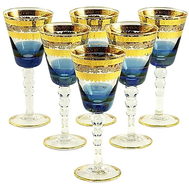  Набор бокалов для вина/воды Migliore DeLuxe Adriatica, хрусталь, декор золото 24К, платина - 6шт - арт.25582, фото 1 