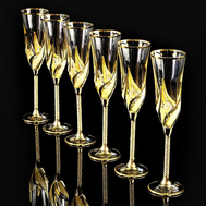  Набор фужеров для шампанского Migliore DeLuxe Delizia, хрусталь, декор золото 24К - 6шт - арт.25612, фото 1 