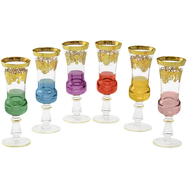  Набор фужеров для шампанского Migliore DeLuxe Firenze, хрусталь разноцветный, декор золото 24К - 6шт - арт.25614, фото 1 