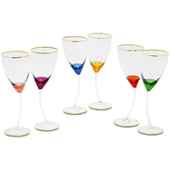  Набор бокалов для вина/воды Migliore DeLuxe Inigma, хрусталь разноцветный, декор золото 24К - 6шт - арт.25616, фото 1 