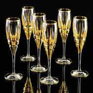  Набор фужеров для шампанского Migliore DeLuxe Baron, хрусталь, декор золото 24К - 6шт - арт.25620, фото 1 