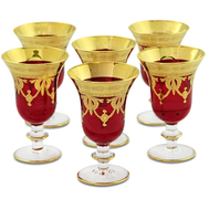  Набор бокалов для вина/воды Migliore DeLuxe Dinastia Rosso, хрусталь красный, декор золото 24К - 6шт - арт.25630, фото 1 