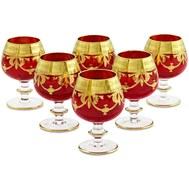  Набор бокалов для коньяка Migliore DeLuxe Dinastia Rosso, хрусталь красный, декор золото 24К - 6шт - арт.25631, фото 1 
