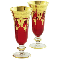  Фужеры для шампанского Migliore DeLuxe Dinastia Rosso, хрусталь красный, декор золото 24К - 2шт - арт.25635, фото 1 