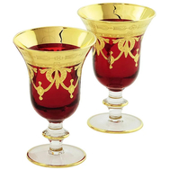  Набор бокалов для вина/воды Migliore DeLuxe Dinastia Rosso, хрусталь красный, декор золото 24К - 2шт - арт.25636, фото 1 