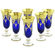  Набор фужеров для шампанского Migliore DeLuxe Dinastia Blu, хрусталь синий, декор золото 24К - 6шт - арт.25637, фото 1 