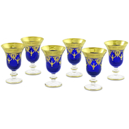  Набор бокалов для вина/воды Migliore DeLuxe Dinastia Blu, хрусталь синий, декор золото 24К - 6шт - арт.25638, фото 1 
