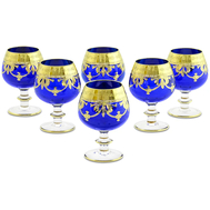  Набор бокалов для коньяка Migliore DeLuxe Dinastia Blu, хрусталь синий, декор золото 24К - 6шт - арт.25639, фото 1 