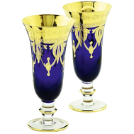  Набор фужеров для шампанского Migliore DeLuxe Dinastia Blu, хрусталь синий, декор золото 24К - 2шт - арт.25644, фото 1 