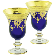 Набор бокалов для вина/воды Migliore DeLuxe Dinastia Blu, хрусталь синий, декор золото 24К - 2шт - арт.25645, фото 1 
