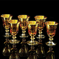  Набор бокалов для вина/воды Migliore DeLuxe Dinastia Ambra, хрусталь янтарный, декор золото 24К - 6шт - арт.25647, фото 1 
