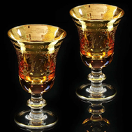 Набор бокалов для вина/воды Migliore DeLuxe Dinastia Ambra, хрусталь янтарный, декор золото 24К - 2шт - арт.25653, фото 1 