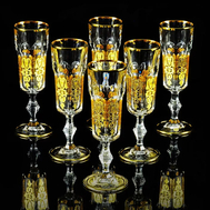  Набор фужеров для шампанского Migliore DeLuxe Gloria, хрусталь, декор золото 24К - 6шт - арт.25694, фото 1 