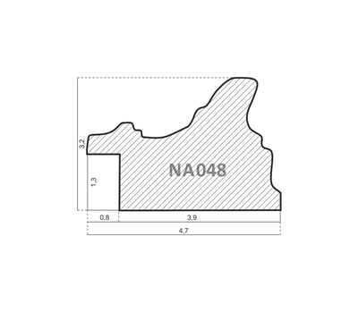  Деревянный багет NA048.0.360, ш: 4.7см в: 3.2см, фото 2 