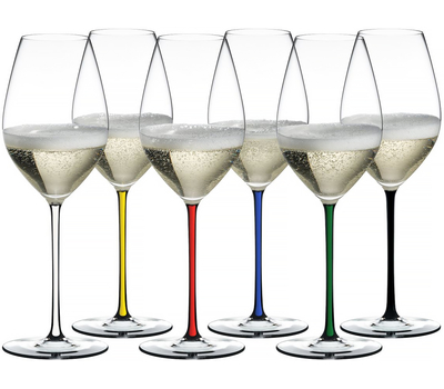  Набор фужеров для шампанского Champagne Wine Glass Riedel Fatto a Mano 445мл, цветные ножки - 6шт, фото 1 