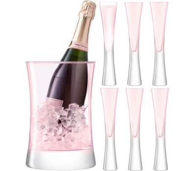  Набор для шампанского LSA International Moya, розовый: 6 бокалов и ведёрко, фото 1 