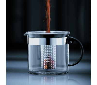  Чайник заварочный Bodum Bistro Nouveau, с ситечком, черный, 1 л, фото 2 