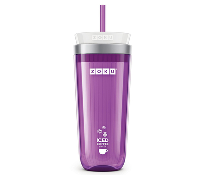  Охлаждающий стакан Zoku Iced Coffee Maker, стакан с крышкой и трубочкой, фиолетовый, 325мл, фото 2 