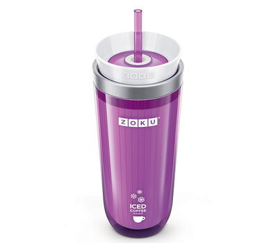  Охлаждающий стакан Zoku Iced Coffee Maker, стакан с крышкой и трубочкой, фиолетовый, 325мл, фото 1 