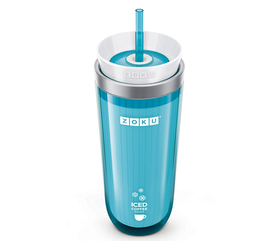  Охлаждающий стакан Zoku Iced Coffee Maker, с крышкой и трубочкой голубой, 325мл, фото 1 