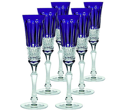  Набор бокалов для шампанского Ajka Crystal St.Louis 120мл - 6шт, синие, фото 1 