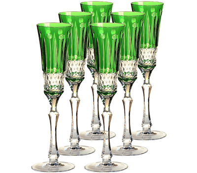  Набор бокалов для шампанского Ajka Crystal St.Louis, 120мл - 6шт, зеленые, фото 1 