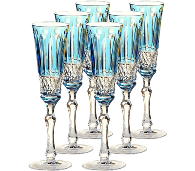  Бокалы для шампанского Ajka Crystal St.Louis, 120мл - 6шт, голубые, фото 1 