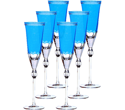  Бокалы для шампанского Ajka Crystal Heaven Blue, 170мл - 6шт, голубые, фото 1 