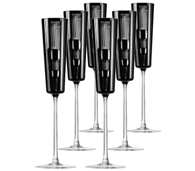  Бокалы для шампанского Ajka Crystal Retro Black, 110мл - 6шт, черные, фото 1 