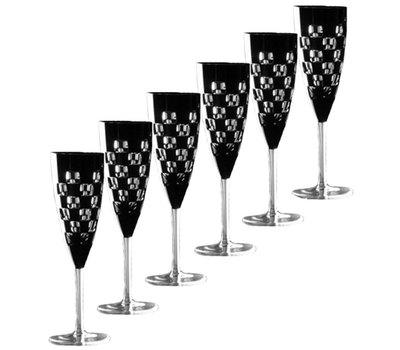  Бокалы для шампанского Ajka Crystal Domino, 160мл - 6шт, черные, фото 1 