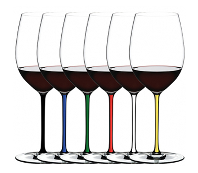  Набор бокалов для красного вина Cabernet/Merlot Riedel Fatto a Mano 625мл, цветные ножки - 6шт, фото 1 