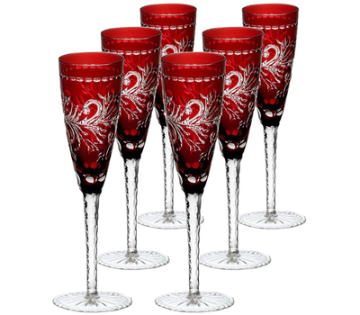  Набор бокалов для шампанского Ajka Crystal Monica, 170мл - 6шт, бордовые, фото 1 