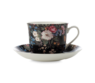  Чайная пара Maxwell & Williams Полночные цветы, белая с декором, 0,48 л, фарфор - 2 предмета, фото 1 
