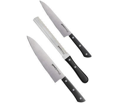  Набор кухонных ножей Samura Harakiri, 3шт, черная рукоять, нержавеющая легированная сталь, фото 1 