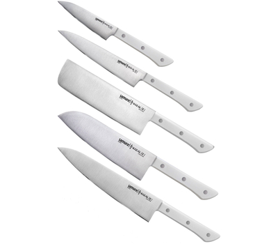  Набор кухонных ножей Samura Harakiri, 5шт, белая рукоять, нержавеющая легированная сталь, фото 1 