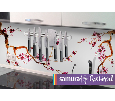  Магнитный держатель для ножей Samura Accessories, 385х49х14мм, белый пластик, фото 2 
