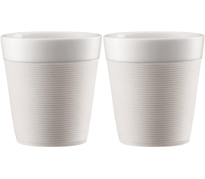  Чашки Bodum Bistro, с силиконовым ободком, белые, 0,17 л - 2 шт, фото 1 