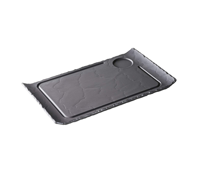  Тарелка прямоугольная для стейка с выемкой Revol Basalt, черный фарфор, 39.5х24х2см, фото 1 