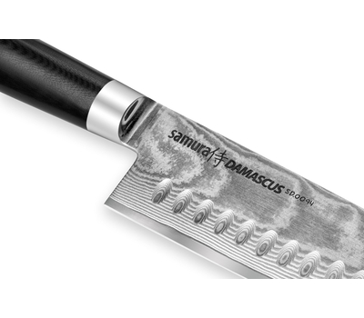  Нож Сантоку Samura Damascus, 18см, выемки на лезвии, дамасская сталь, фото 3 