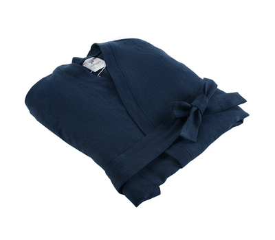  Льняной халат Tkano Essential, темно-синий, размер M, фото 8 