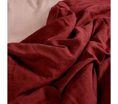  Пододеяльник 2-спальный Tkano Essential, льняной, бордовый, 200х200см, фото 2 