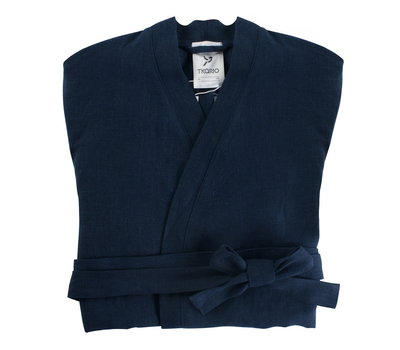  Льняной халат Tkano Essential, темно-синий, размер S, фото 1 