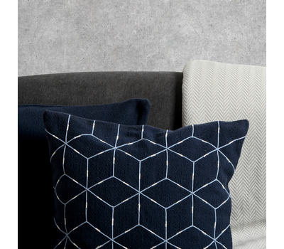  Подушка декоративная Tkano Ethnic, из хлопка темно-синего цвета с геометрическим орнаментом, 45х45 см, фото 9 