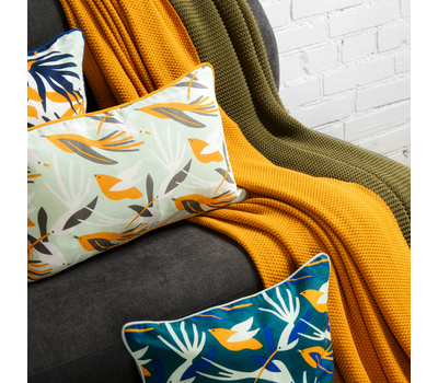  Чехол для декоративной подушки Tkano Wild, хлопок мятного цвета с дизайнерским принтом Birds of Nile, 30х50 см, фото 3 