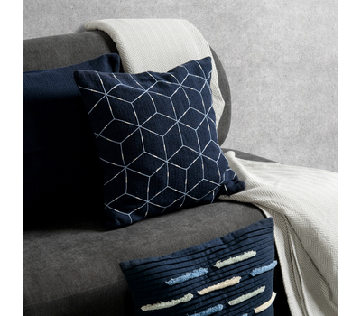  Подушка декоративная Tkano Ethnic, из хлопка темно-синего цвета с геометрическим орнаментом, 45х45 см, фото 7 